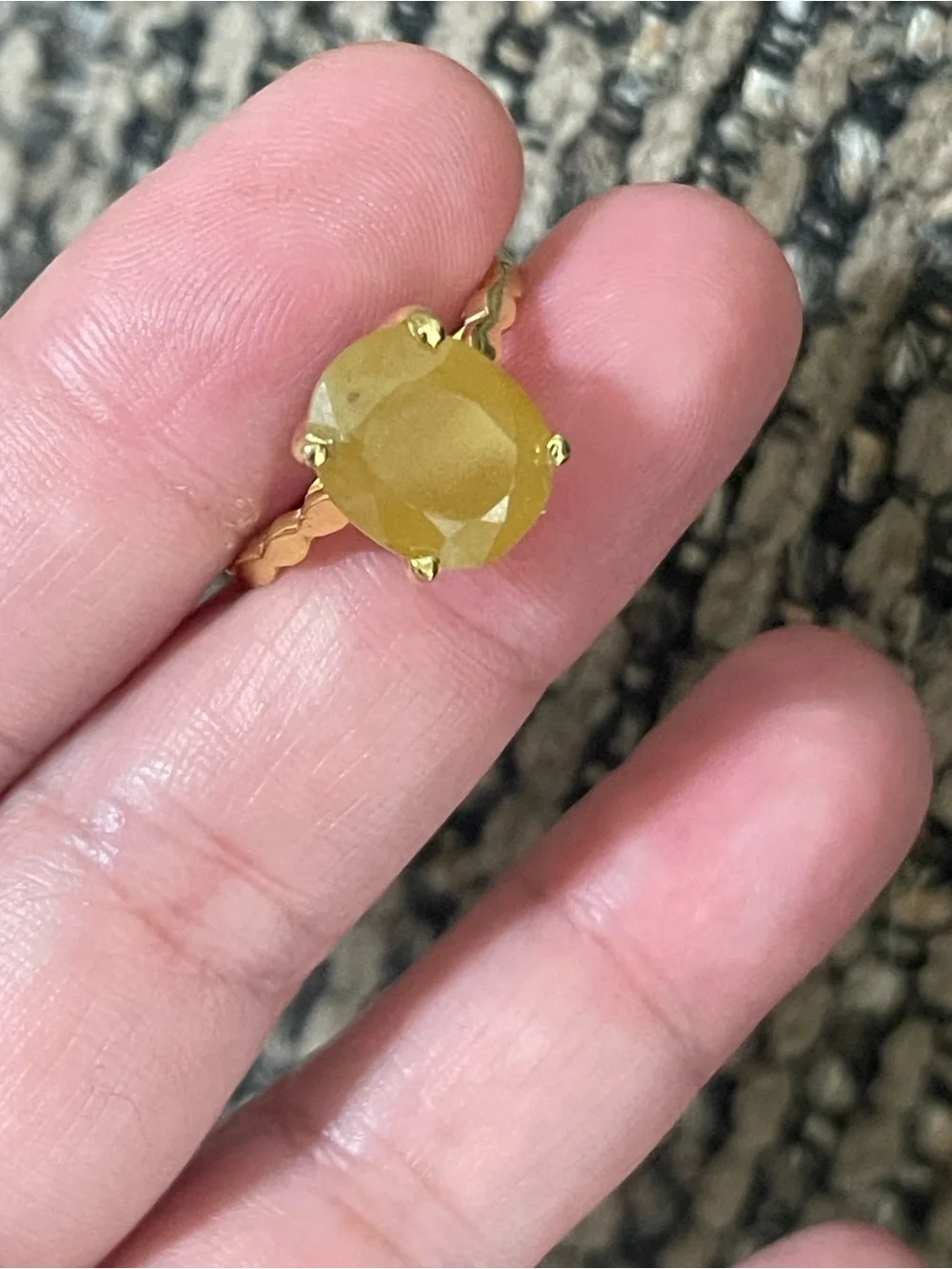 Certified Natural Yellow Sapphire Ring 925 Silver adjustable size 7 onwards
